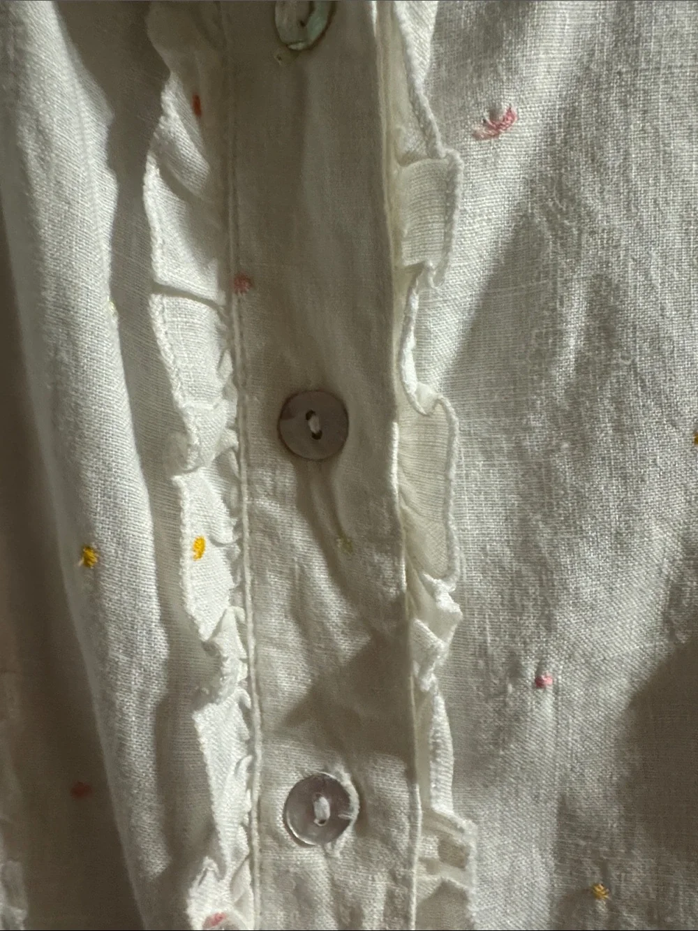 Sleeveless Ruffled Button-Front Top - White - Picture 4 of 6